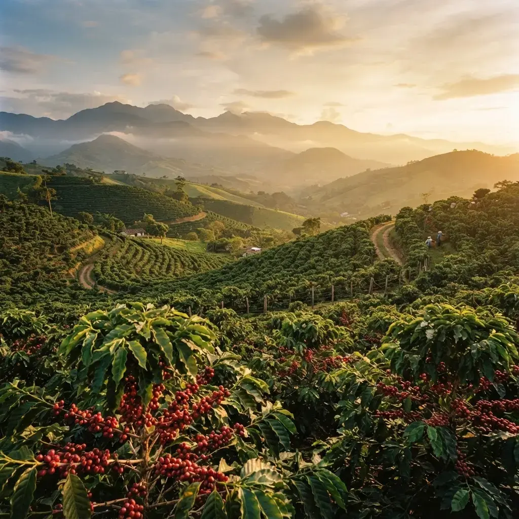 African highland coffee plantation supplying premium green coffee beans
